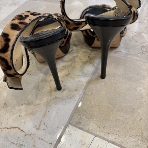 JIMMY CHOO Platform Sandals 122 Linda Leopard Print Peep Toe Pumps - Picture 2 of 5